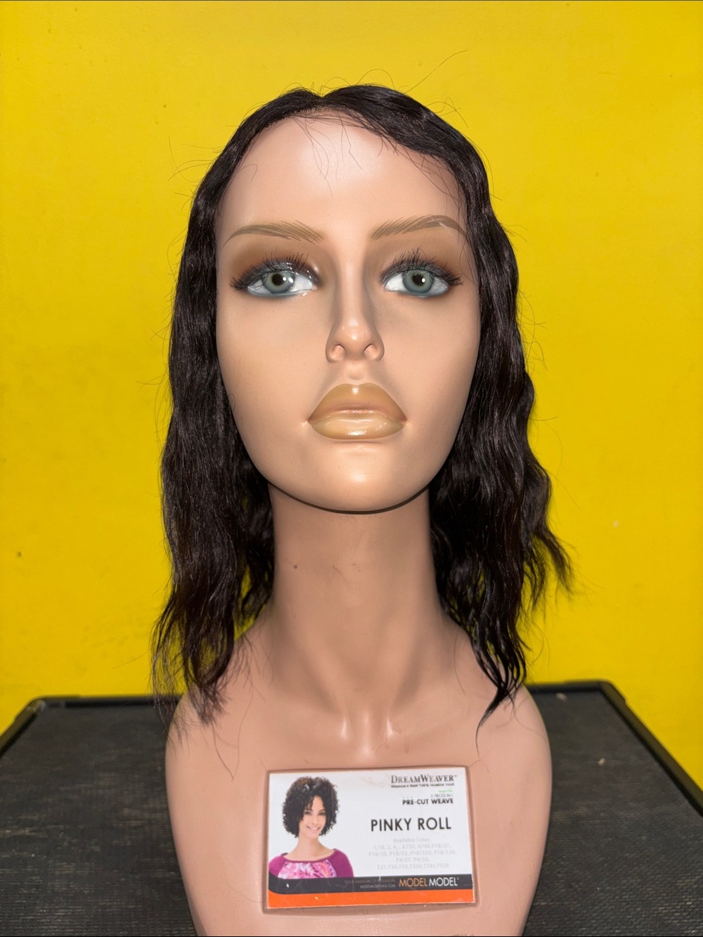 100% Human Hair Lace Wig Natural Black Pre-Cut Wave Wig Crimped Bob 12inches